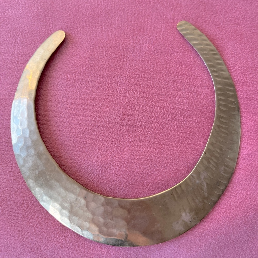 Handmade Hammered Brass Collar Necklace